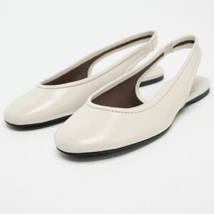 Zara Leather Slingbacks-Bone